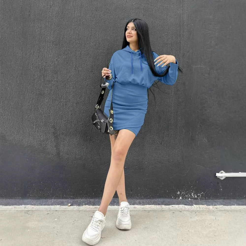 Damen Sportkleid Kapuze Lässiger Schnitt