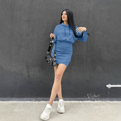 Damen Sportkleid Kapuze Lässiger Schnitt