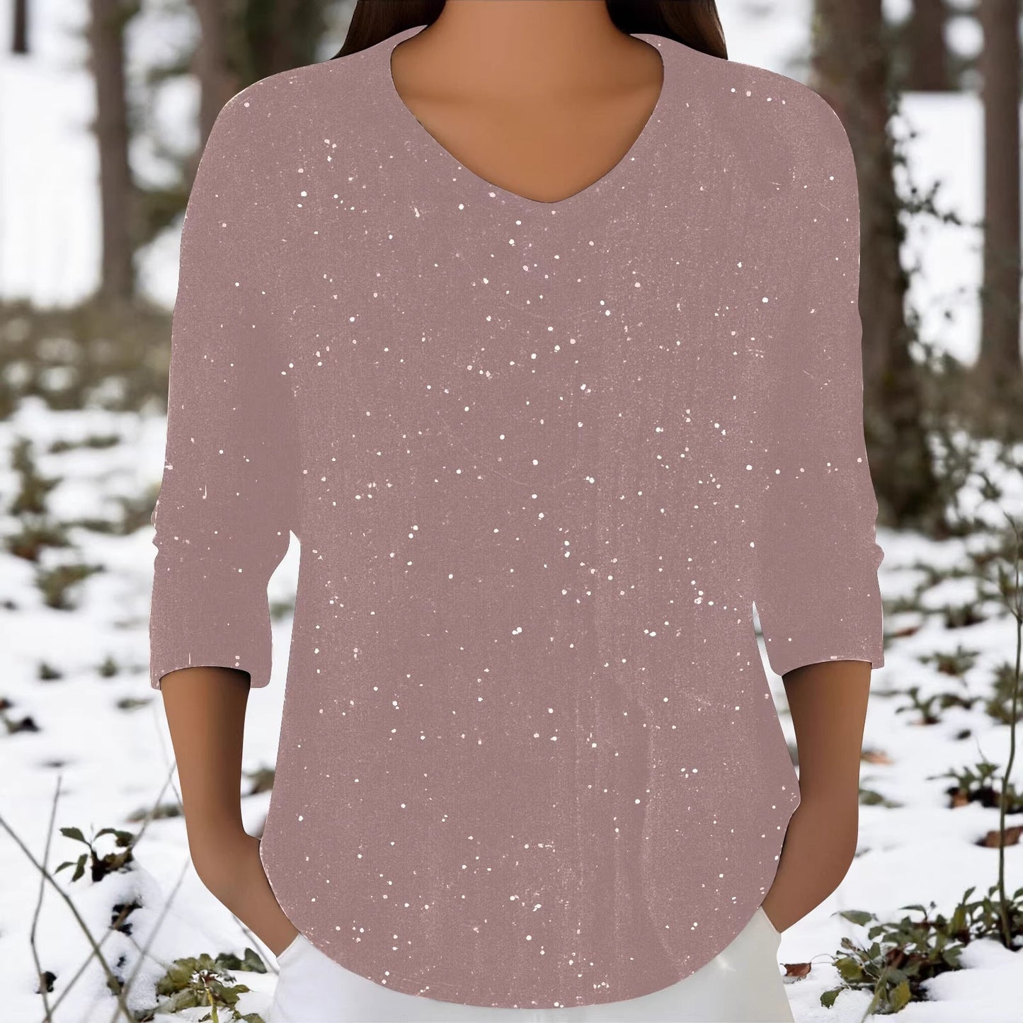 Damen Langarmshirt V-Ausschnitt Eveloria
