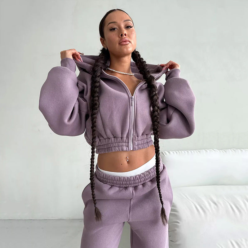 Damen Fleece-Jumpsuit mit Kapuze Weit Schnitt Eveloria