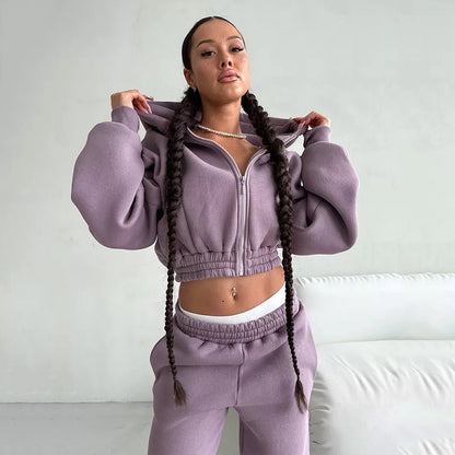 Damen Fleece-Jumpsuit mit Kapuze Weit Schnitt Eveloria