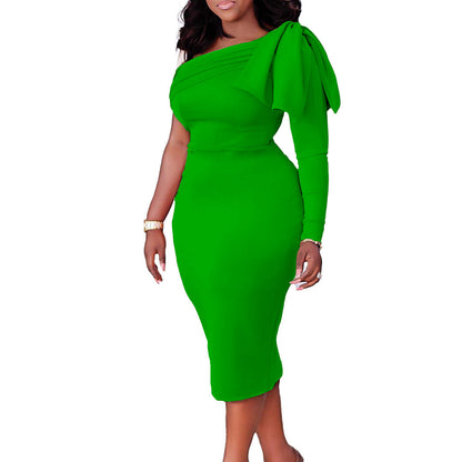 Damen Wickelkleid Asymmetrischer Ausschnitt Schleife Eveloria