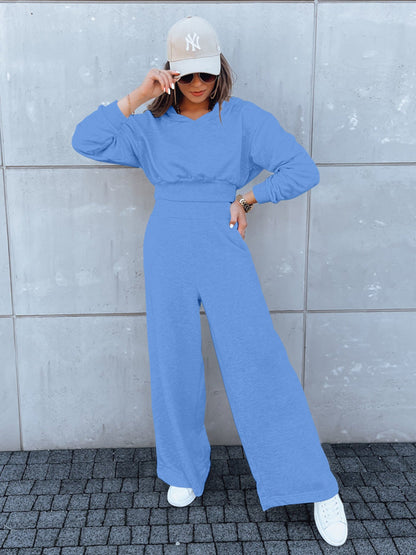 Damen Jumpsuit Weites Bein Kapuze Eveloria