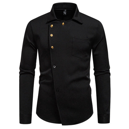 Herren Hemd Asymmetrisches Knopfdesign Eveloria Elegantes Design