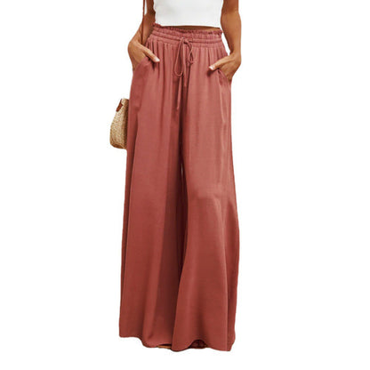 Damen Maxihose Elastischer Bund Taschen Beige