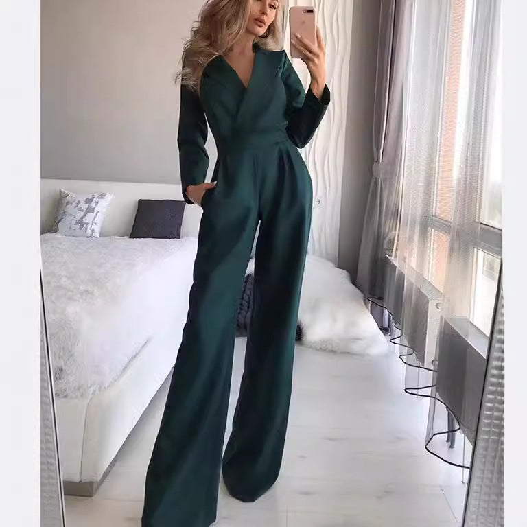 Damen Jumpsuit Figurbetont Weites Bein Eveloria