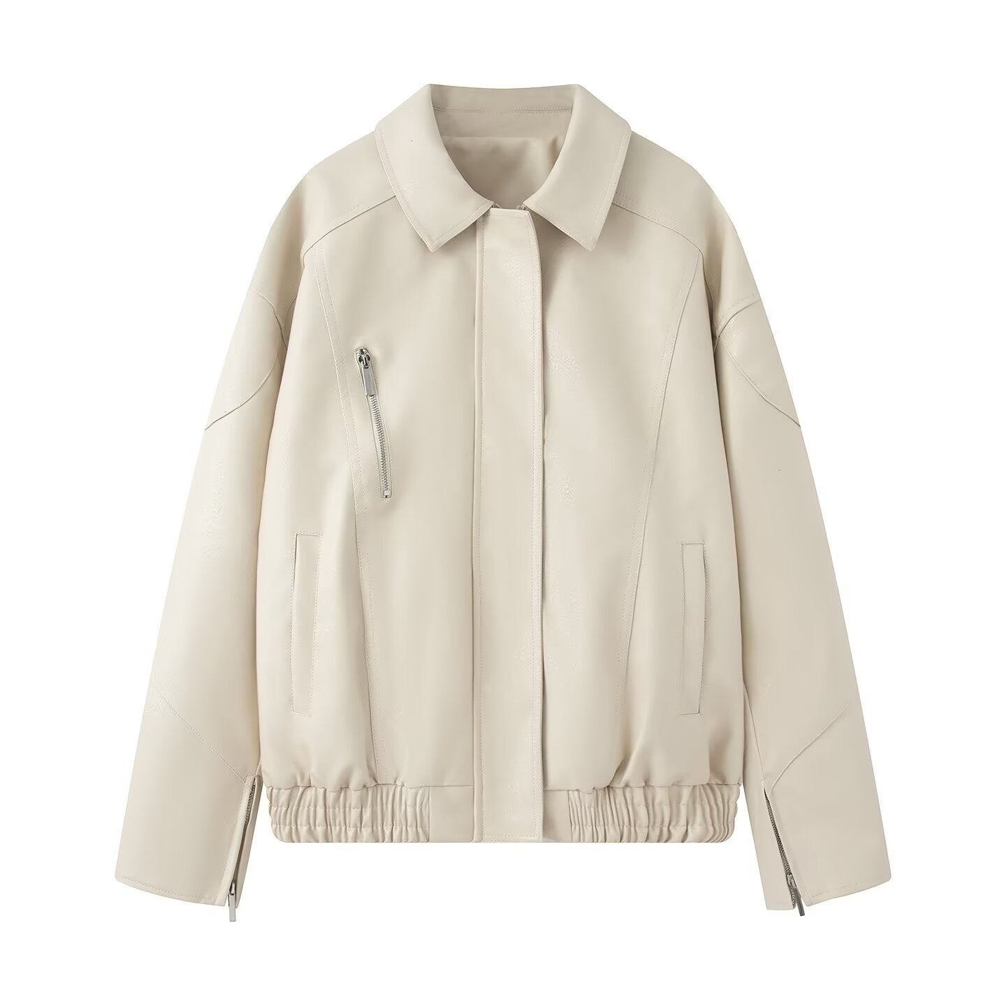 Damen Kunstlederjacke Elastischer Bund Eveloria