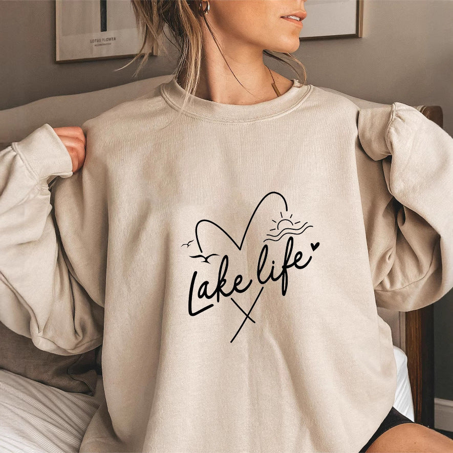 Damen Sweatshirt Kurzarm Herzmotiv Eveloria