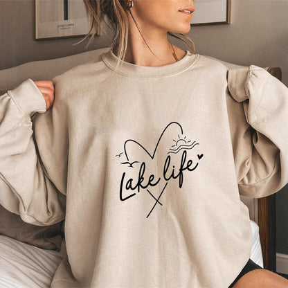 Damen Sweatshirt Kurzarm Herzmotiv Eveloria