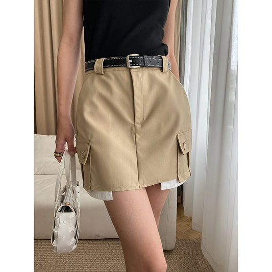 Damen Midirock Cargo-Elemente Tailliert Schwarz Eveloria - Eveloria