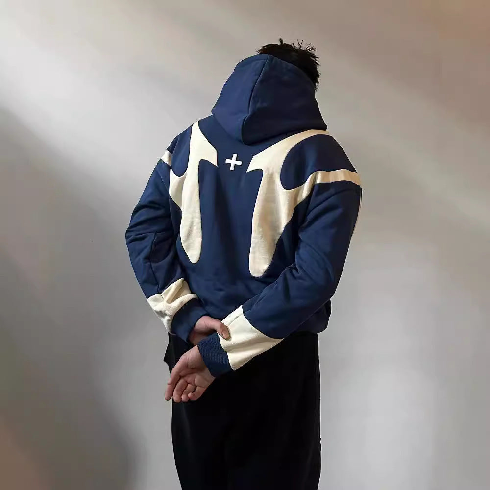 Damen Kapuzenpullover Kontrastfarben Moderner Schnitt Grau