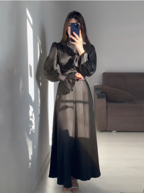 Damen Maxikleid Weite Ärmel Raffinierter Schnitt Eveloria