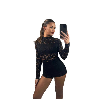 Damen Jumpsuit Spitze Figurbetonter Eveloria