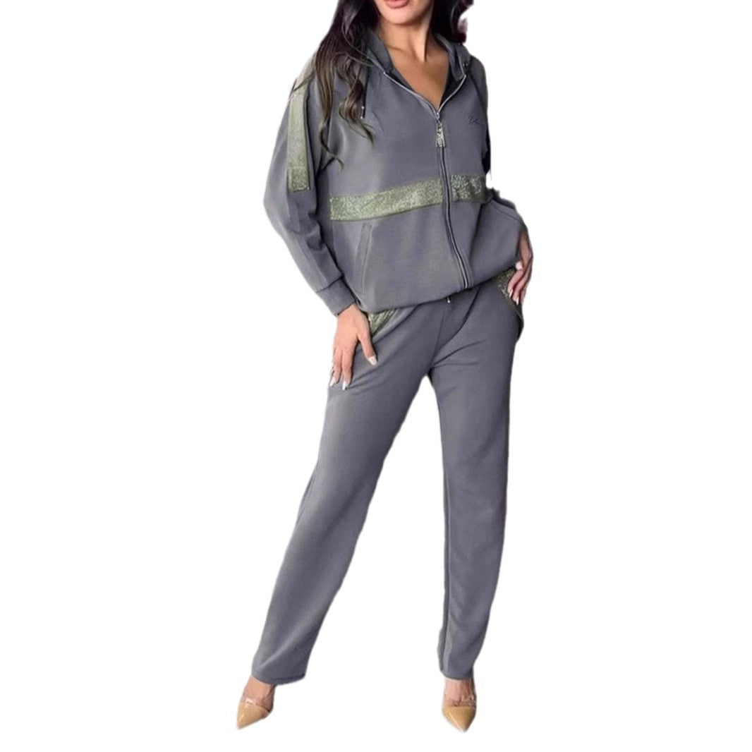 Damen Sportanzug-Set Lässig Mit Taschen Eveloria