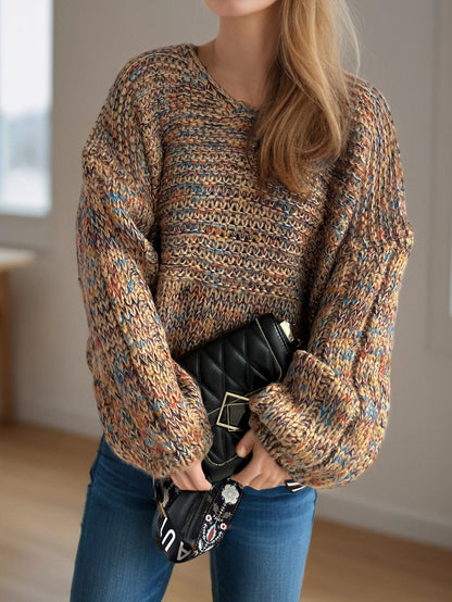 Damen Strickpullover Weit Schnitt Elegante Ärmel Eveloria
