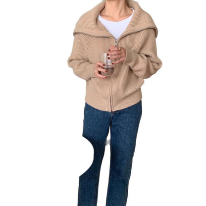 Damen Strickjacke Weiter Kragen Strukturiert Eveloria