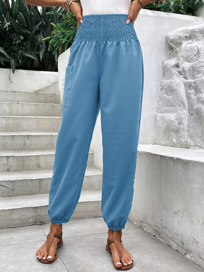 Damen Freizeithosen Elastischer Bund Praktische Seitentaschen Beige