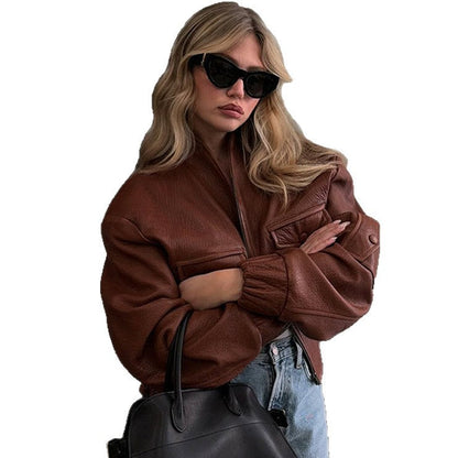 Damen Kunstlederjacke Dekorativ Eveloria