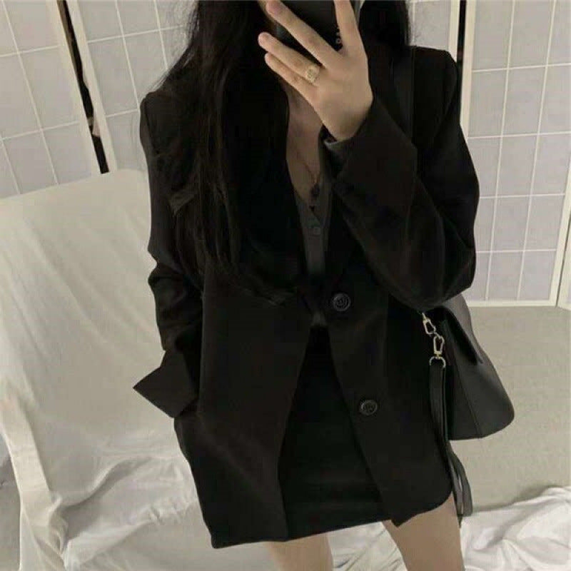 Damen Blazer Zwei-Knopf-Verschluss Weiter Schnitt Eveloria