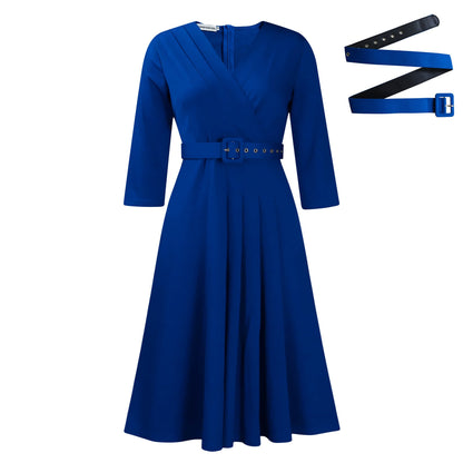 Damen Wickelkleid Elegantes Taillieren V-Ausschnitt Eveloria