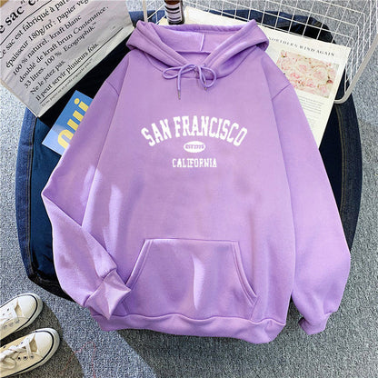 Damen Kapuzenpullover Lässig San Francisco Print Bequem