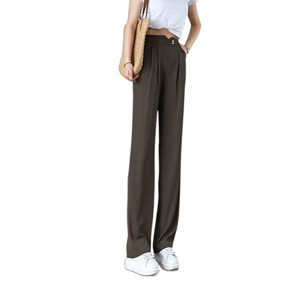 Damen Hose Hochwertiger Stoff Elegant Hocher Bund Beige
