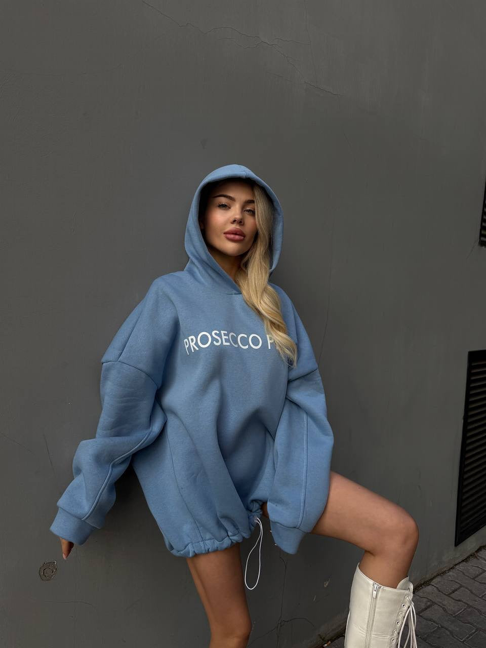 Damen Oversized Hoodie Lässig mit Kordelzug und Rippbündchen