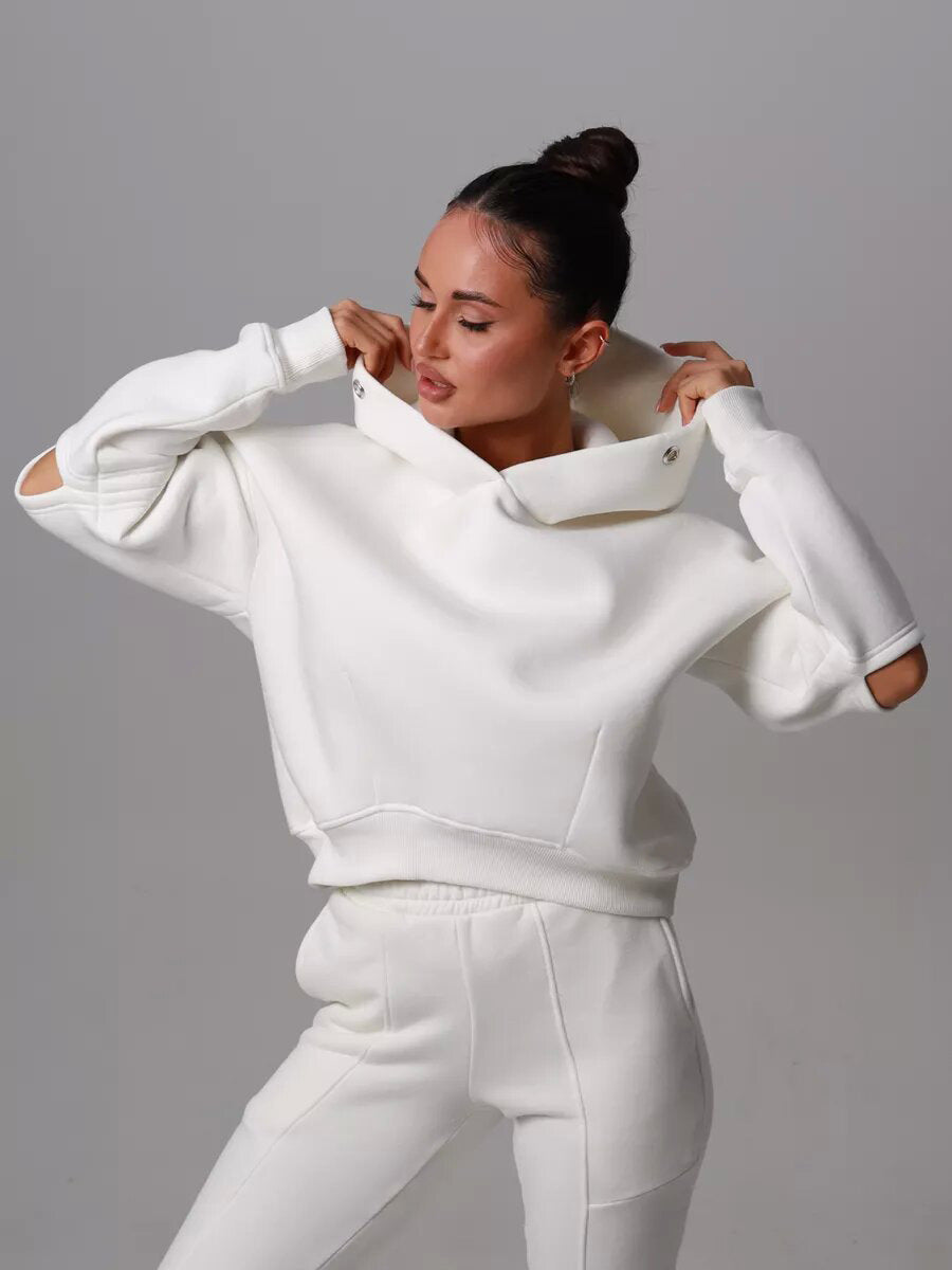 Damen Cropped Hoodie Kapuze Lässiger Schnitt Eveloria