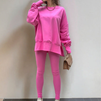 Damen Sportset Sweatshirt und Leggings locker und enganliegend