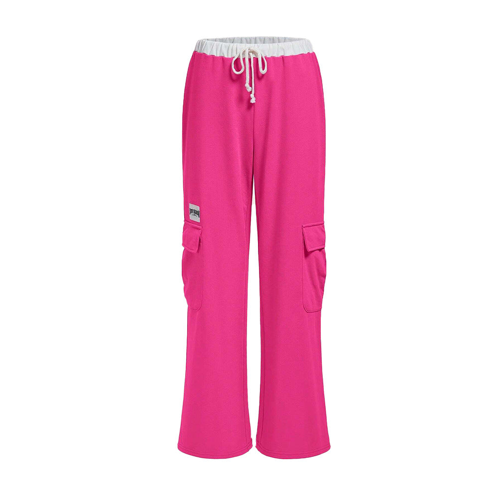 Damen Cargo-Hose Weites Bein Elastischer Bund Eveloria