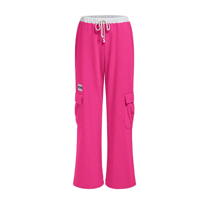 Damen Cargo-Hose Weites Bein Elastischer Bund Eveloria