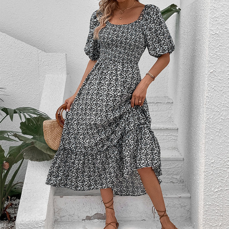 Damen Maxikleid mit Rückenausschnitt und Volumenärmeln Eveloria