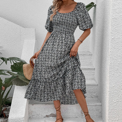Damen Maxikleid mit Rückenausschnitt und Volumenärmeln Eveloria