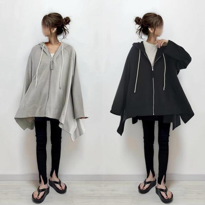 Damen Kapuzenponcho Asymmetrisch Mit Taschen Eveloria