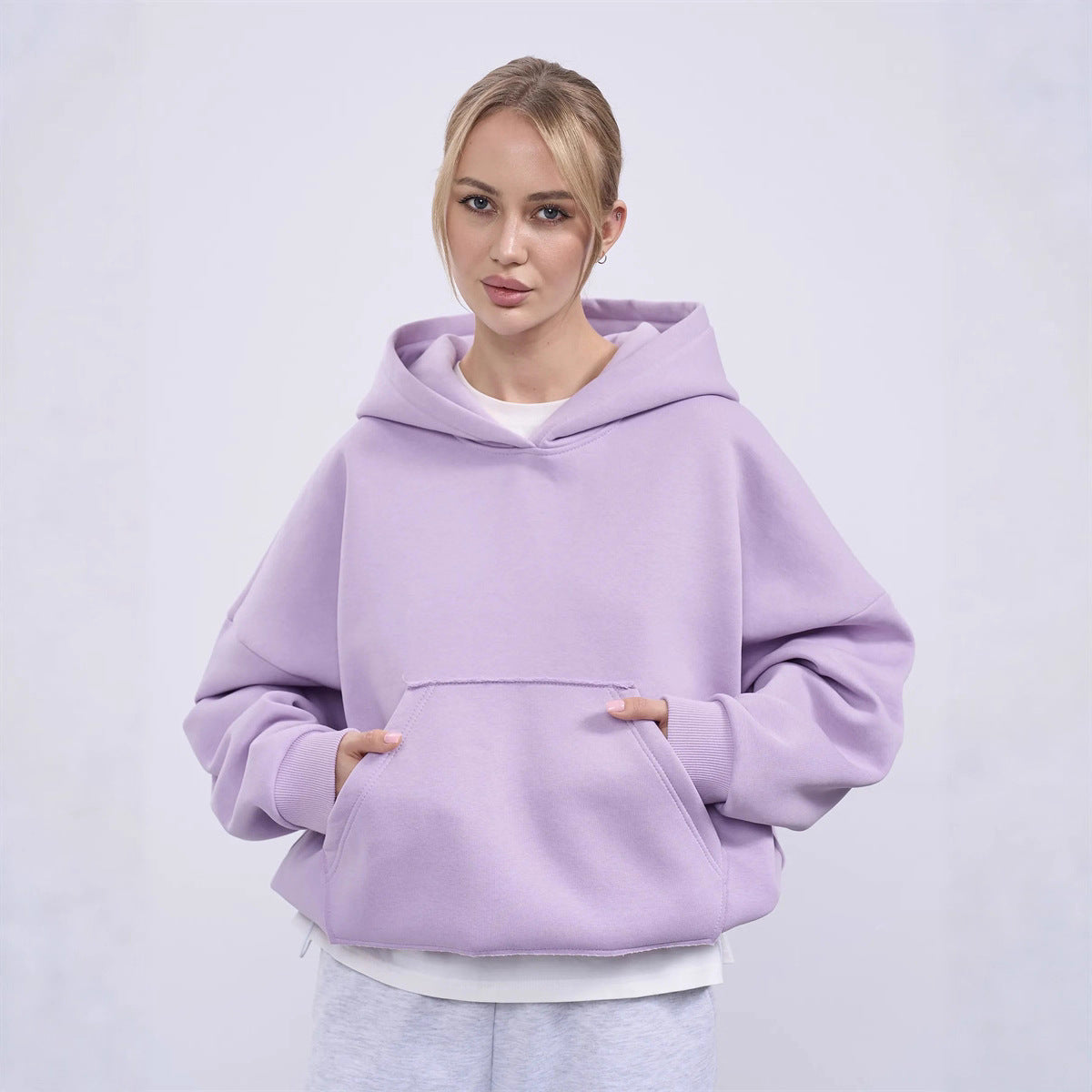 Damen Oversized Kapuzenpullover Lässiger Schnitt Mit Taschen Beige