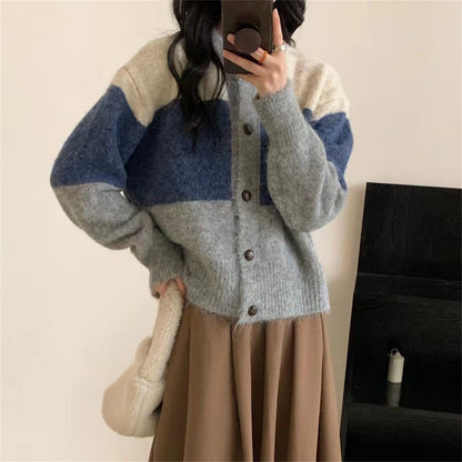Damen Grobstrickjacke Knöpfe Trendfarben Eveloria