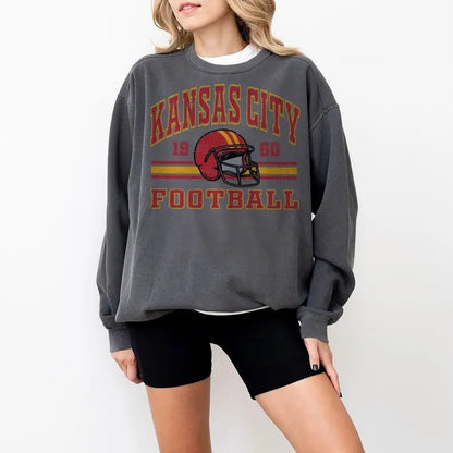 Damen Oversized Sweatshirt Football Motiv Eveloria