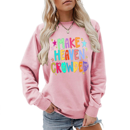 Damen Sweatshirt Bunt Motiv Verspielter Schriftzug