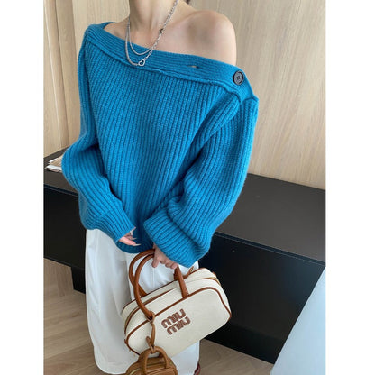 Damen Strickpullover Gemütlich Überhang Elegant Eveloria