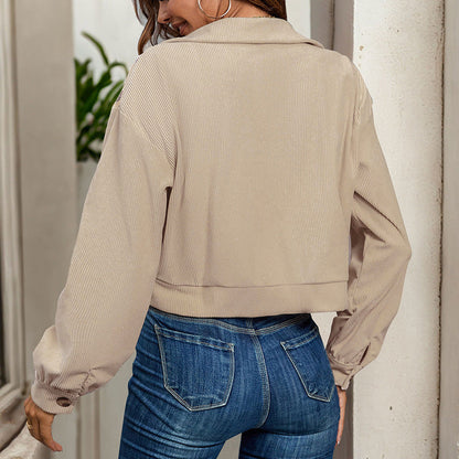 Damen Kurzjacke Karomuster Aufgesetzte Taschen Eveloria