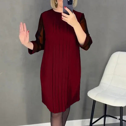 Damen Maxikleid Elegantes Faltenwurf Durchsichtige Ärmel Eveloria