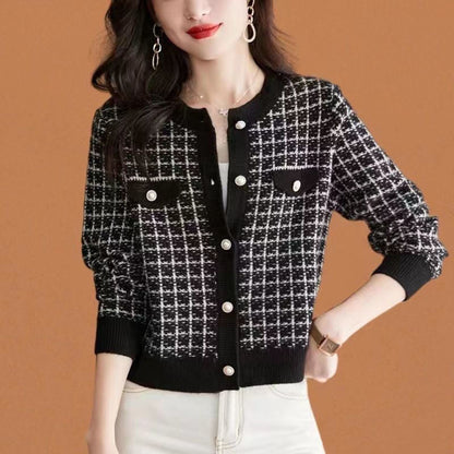 Damen Strickjacke Karomuster Eveloria
