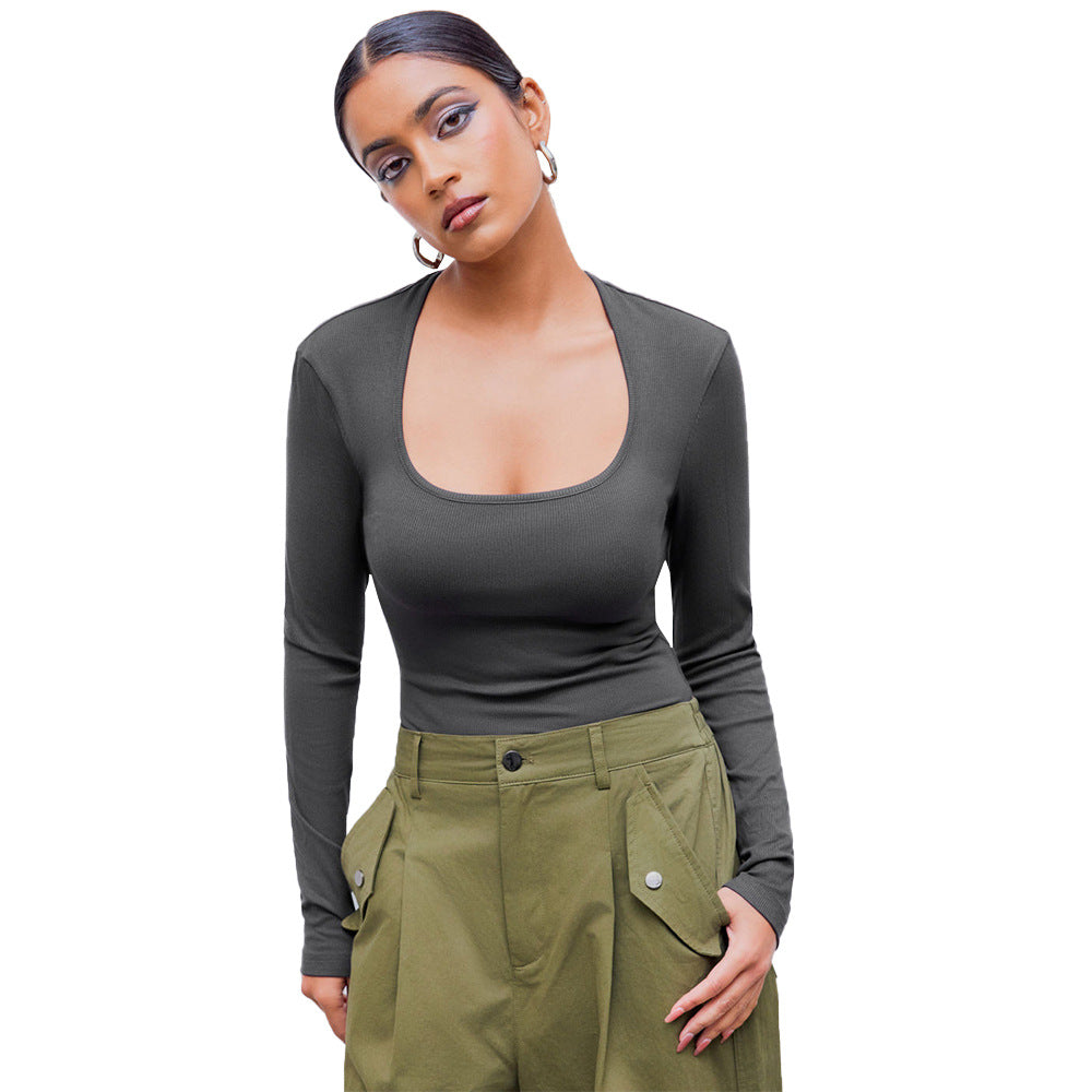 Damen Langarmshirt Rundhalsausschnitt Rippstruktur Eveloria