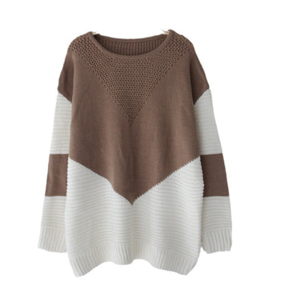 Damen Strickpullover Zickzackmuster Strukturierte Ärmel Eveloria