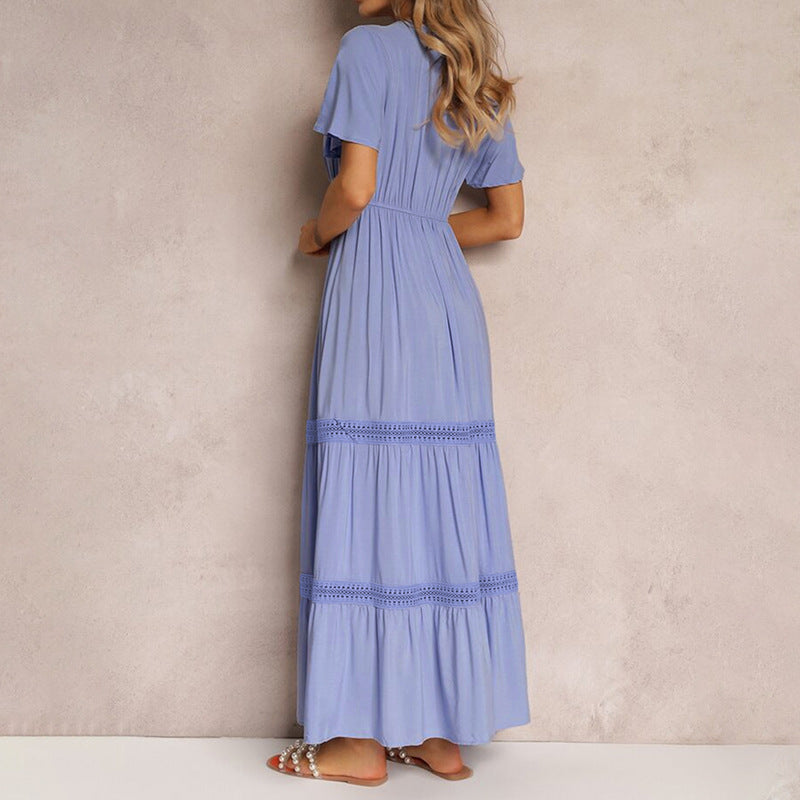 Damen Maxikleid Voluminöser Rock Luftige Ärmel Eveloria