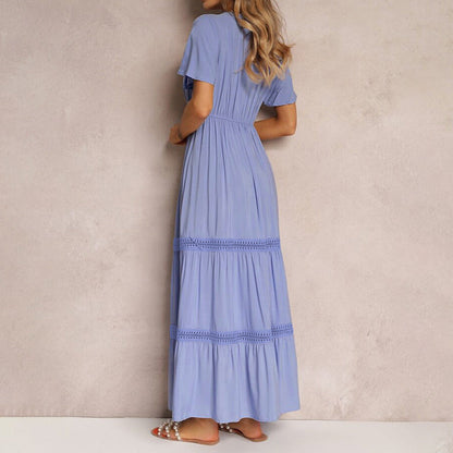 Damen Maxikleid Voluminöser Rock Luftige Ärmel Eveloria