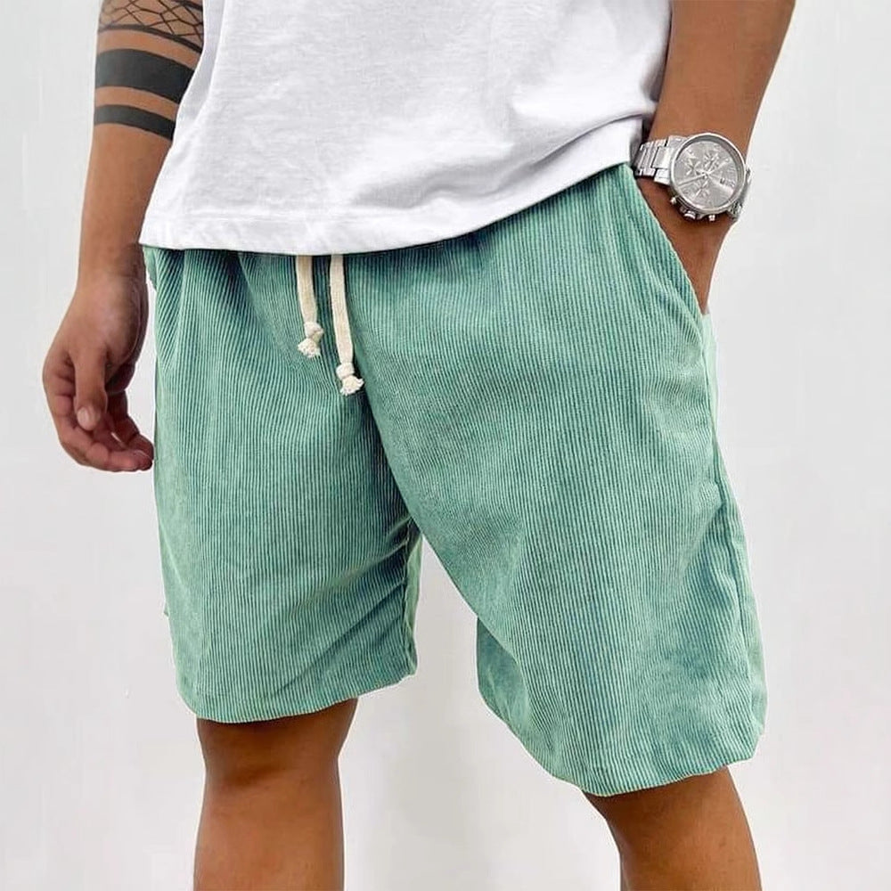 Eveloria Herren Cord Shorts Kordelzug Beige
