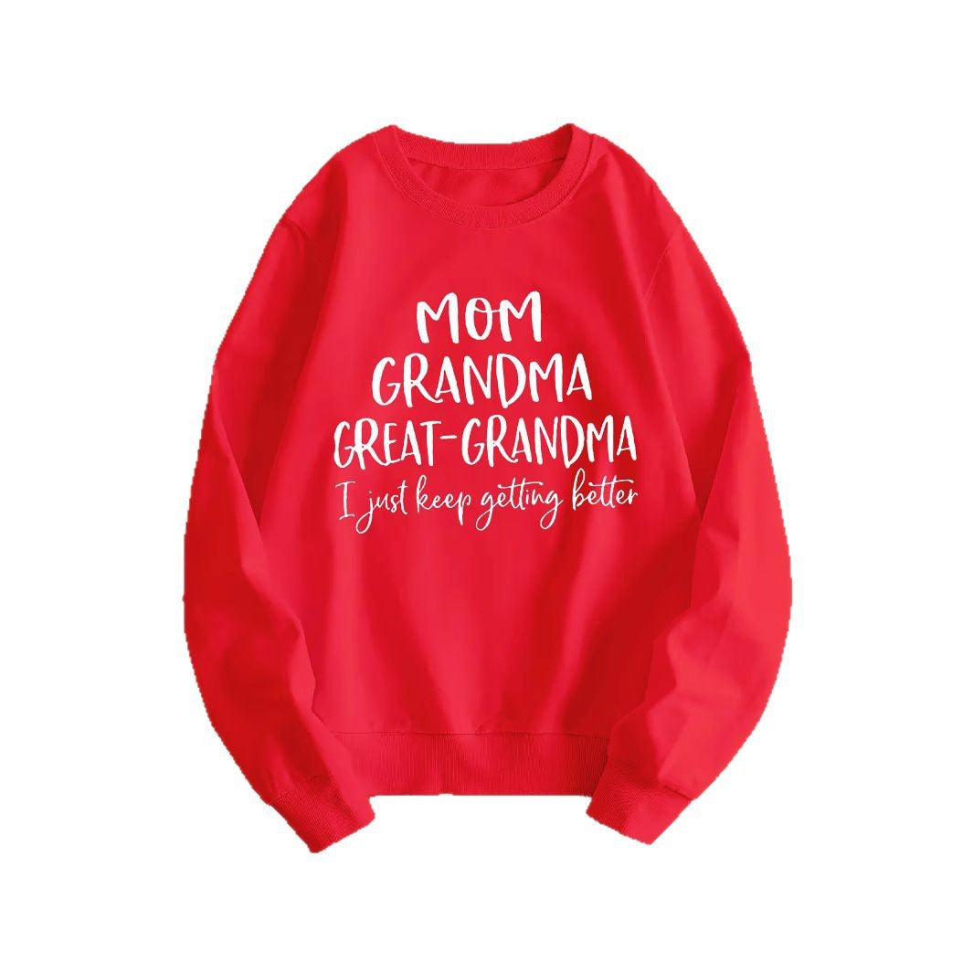 Damen Sweatshirt Familienaufdruck Bequem Grau Eveloria