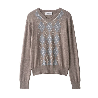 Damen Pullover Rautenmuster Eveloria - Eveloria