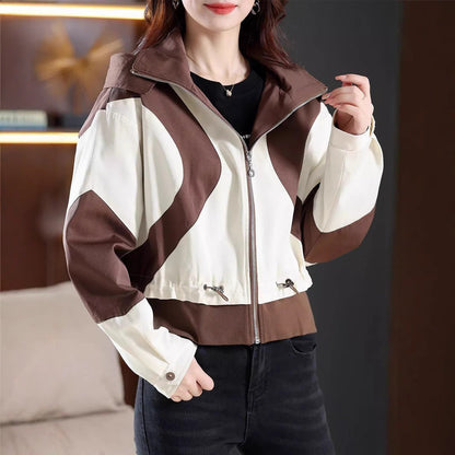 Damen Übergangsjacke mit Kapuze Kontrastdesign